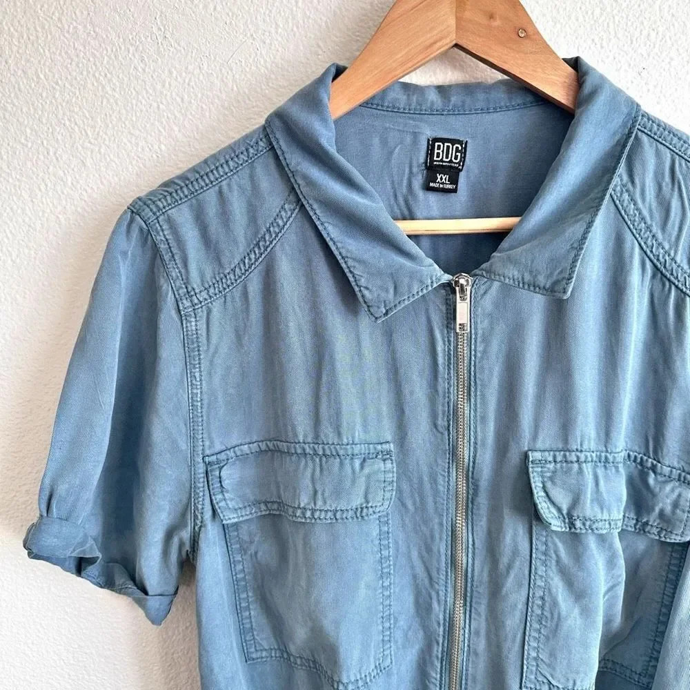BDG x URBAN OUTFITTERS | Tori Blue Zipper Lyocell Utility Jumpsuit Belted | XXL - Picture 4 of 11
